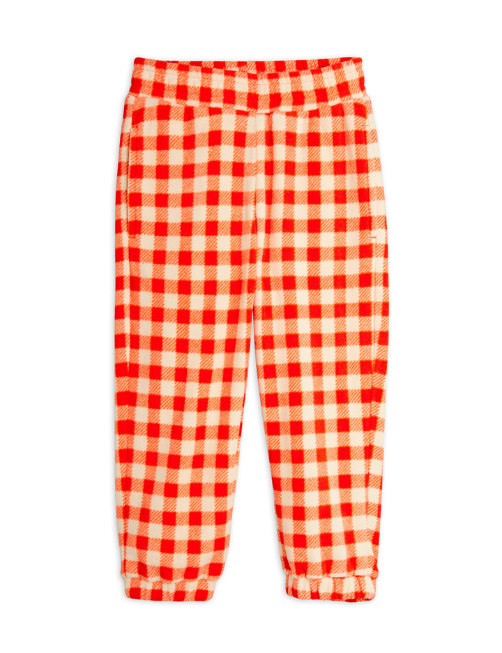 [Mini Rodini] Gingham Aop Fleece Trousers - Red