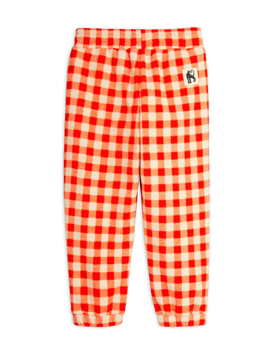 [Mini Rodini] Gingham Aop Fleece Trousers - Red