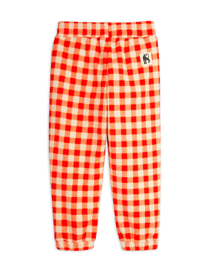 [Mini Rodini] Gingham Aop Fleece Trousers - Red