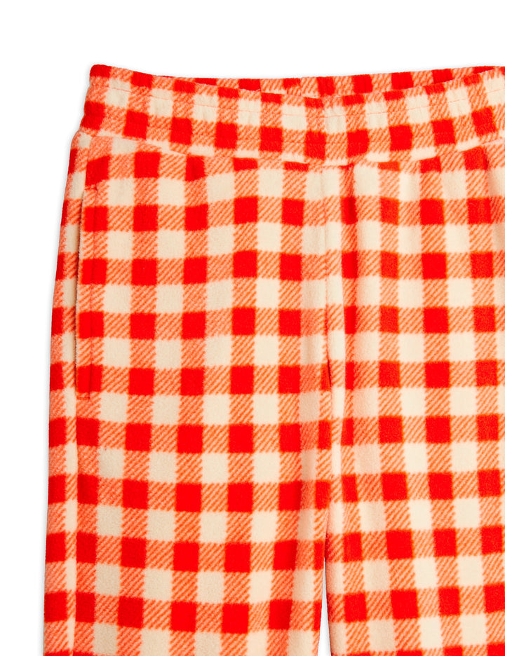 [Mini Rodini] Gingham Aop Fleece Trousers - Red