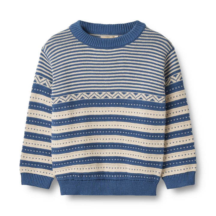 [Wheat] Knit Pullover Janus - Deep Ocean