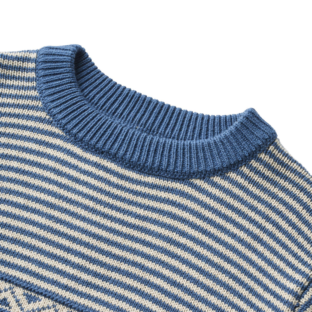 [Wheat] Knit Pullover Janus - Deep Ocean