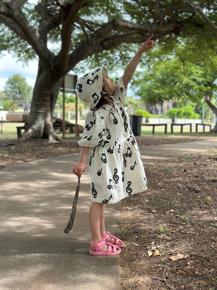 [Mini Rodini] Note Aop Muslin Ss Dress - White