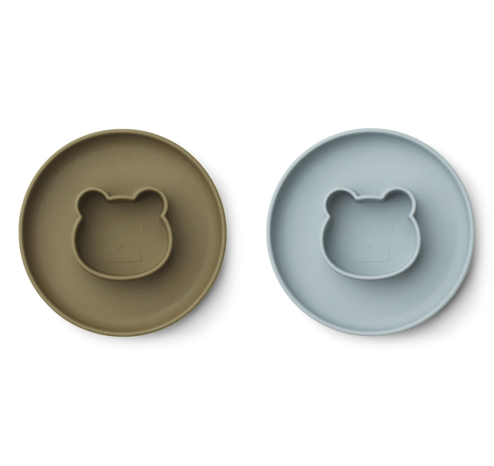 [Liewood] Gordon Plate 2-Pack - Mr Bear Blue / Khaki Mix