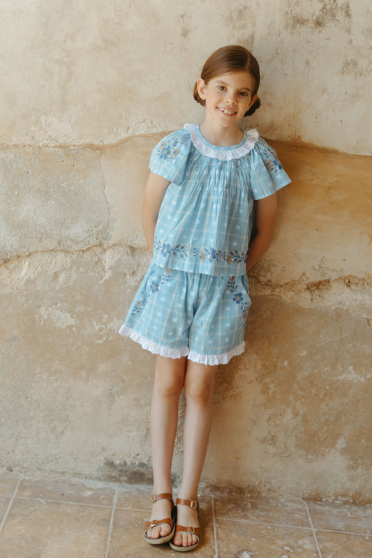 [Lali Kids] Tulip Set - Vintage Blue Plaid