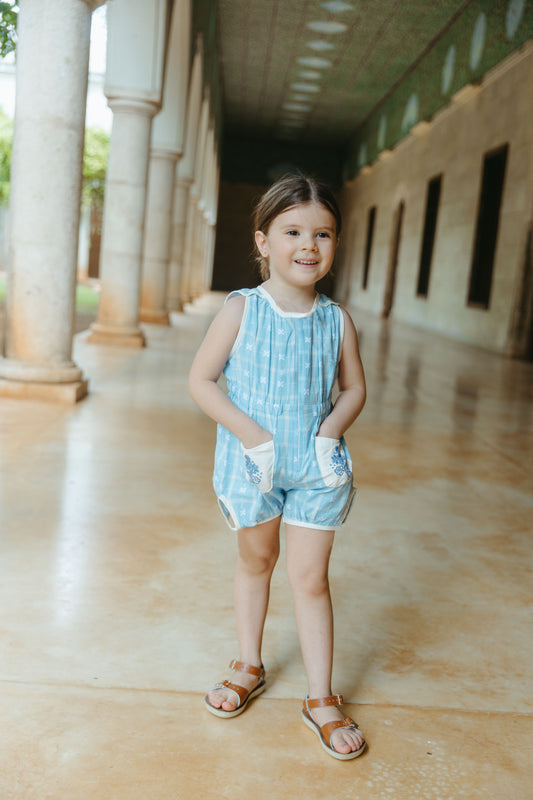 [Lali Kids] Sun suit - Vintage Blue Plaid