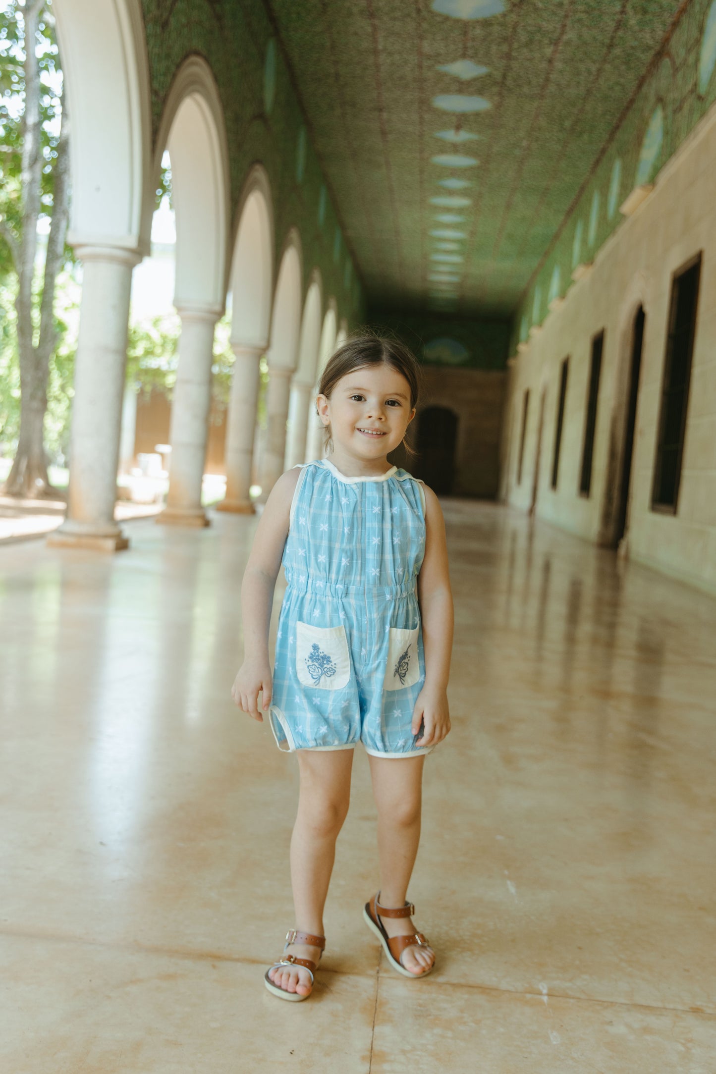 [Lali Kids] Sun suit - Vintage Blue Plaid