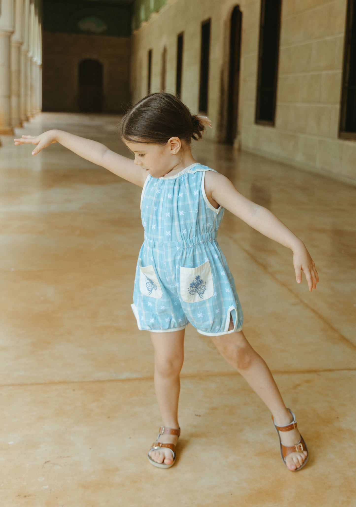 [Lali Kids] Sun suit - Vintage Blue Plaid
