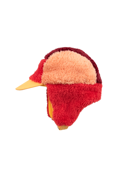 [TINY COTTONS] Color Block Polar Sherpa Cap - Deep red / Peach