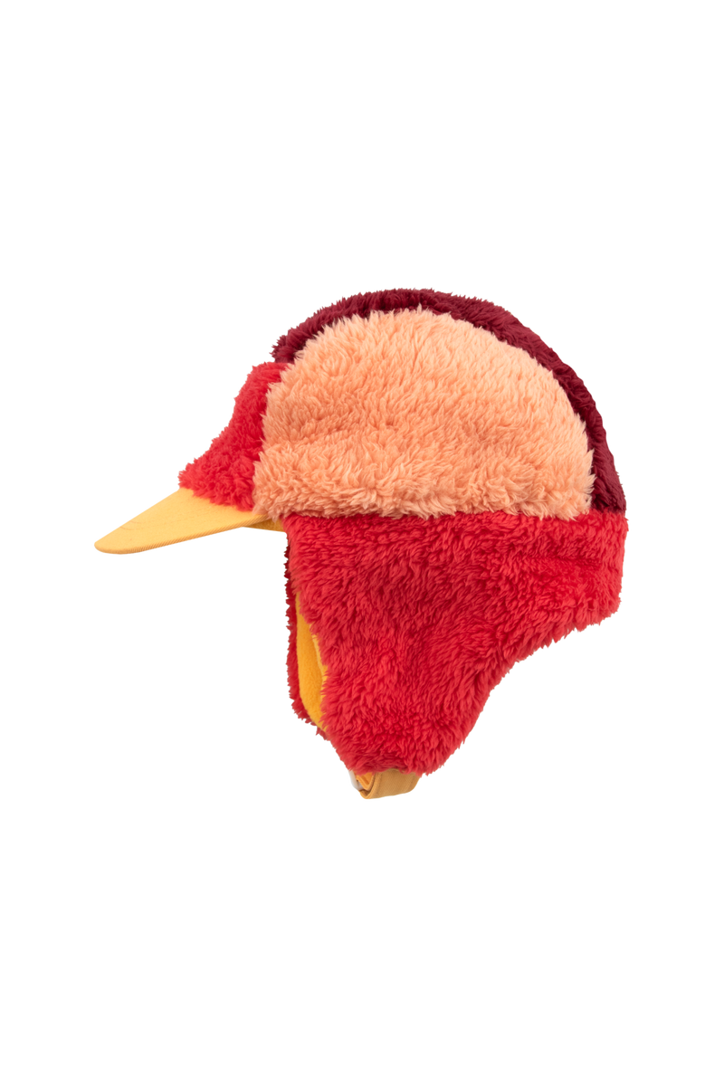 [TINY COTTONS] Color Block Polar Sherpa Cap - Deep red / Peach