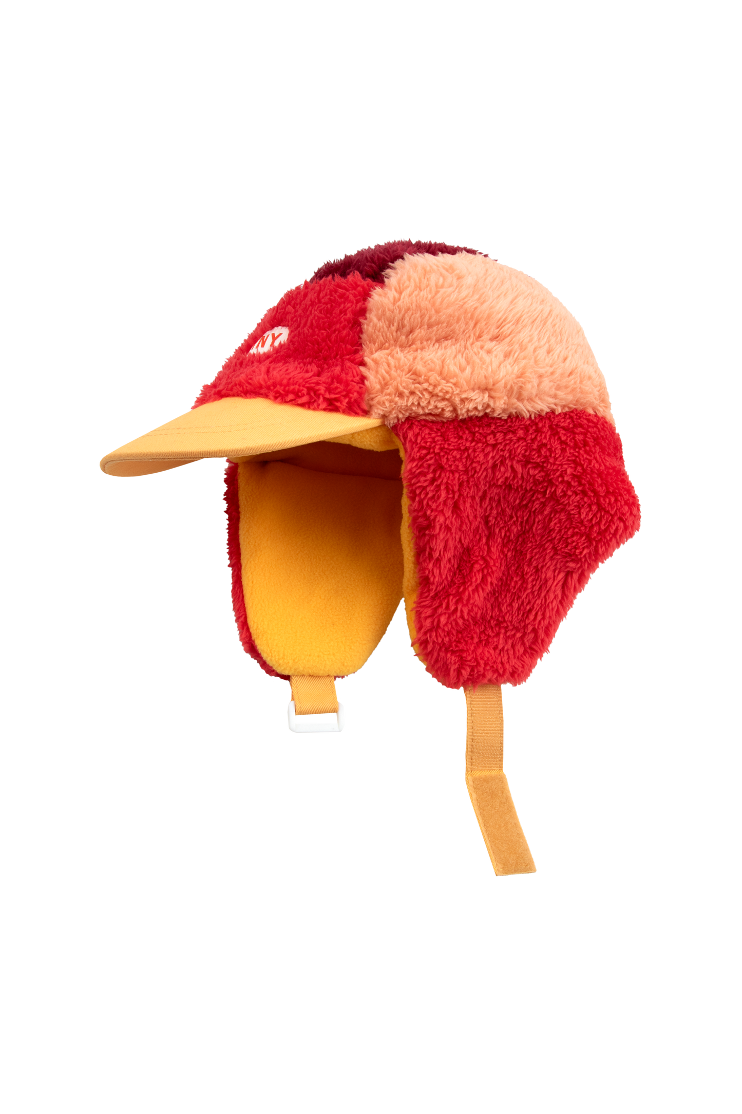 [TINY COTTONS] Color Block Polar Sherpa Cap - Deep red / Peach