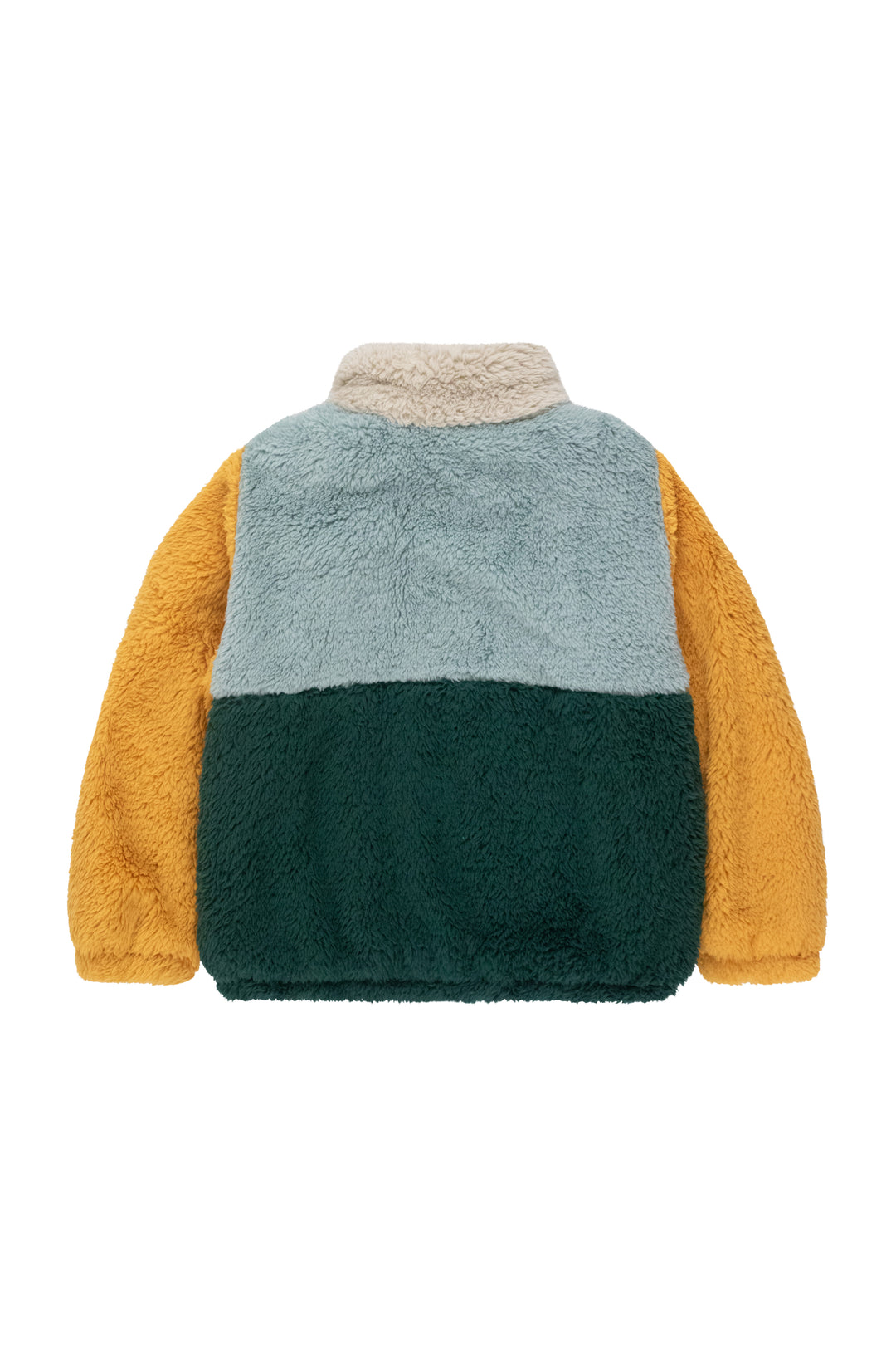 [TINYCOTTONS] Color Block Polar Sherpa Jacket - Warm Grey / Bottle green