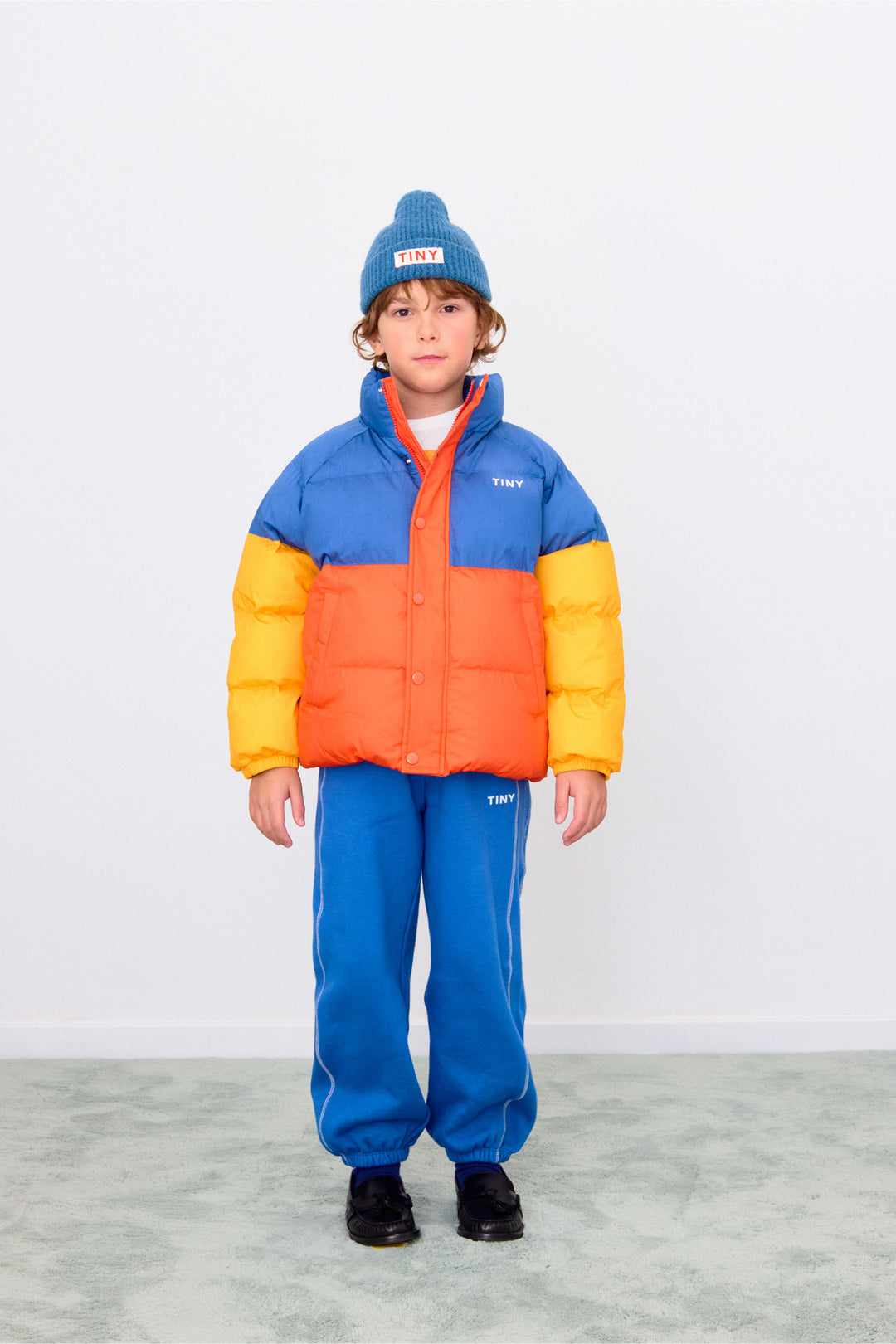 [TINYCOTTONS] Color Block Short Padded Jacket - Summer Red