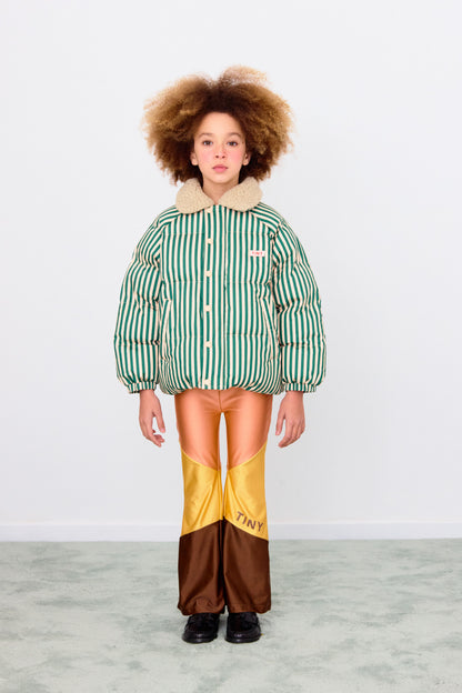 [TINYCOTTONS] Green Stripes Padded Jacket - Vanilla / Dark Green