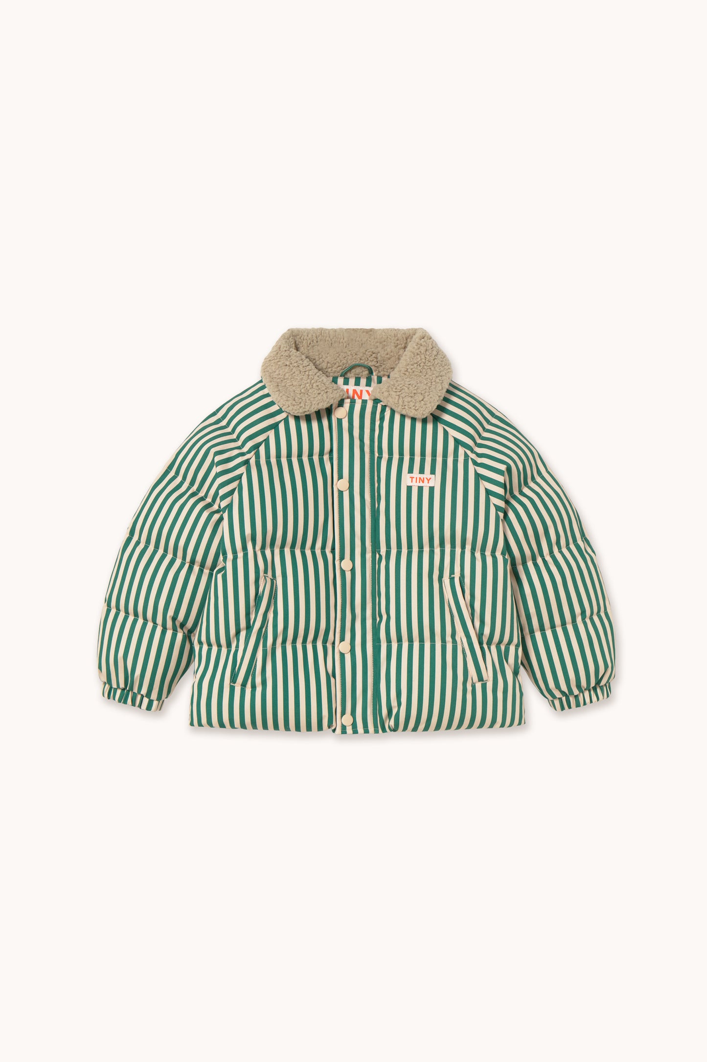 [TINYCOTTONS] Green Stripes Padded Jacket - Vanilla / Dark Green
