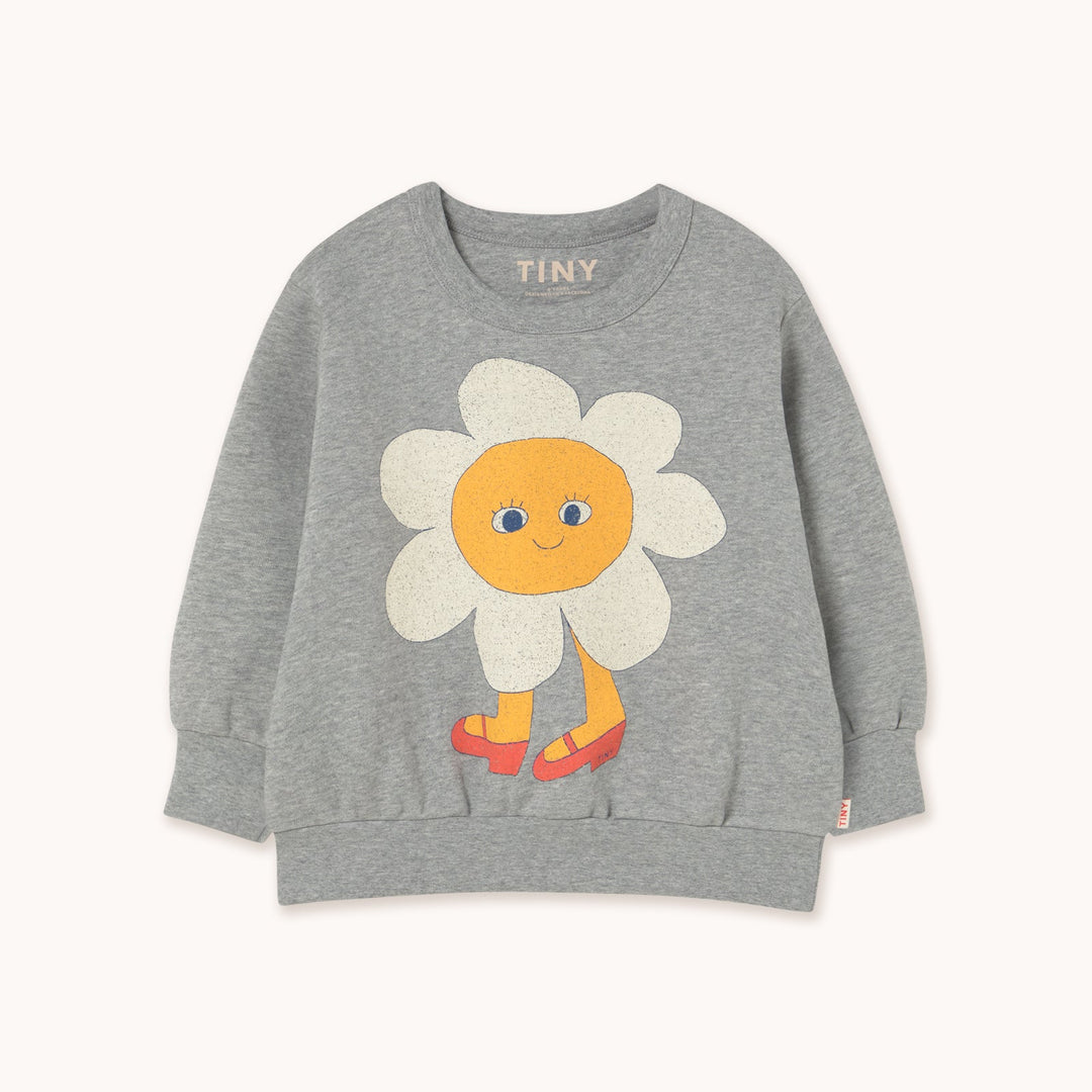 [TINYCOTTONS] Flower Graphic Sweatshirt - Medium Grey Heather