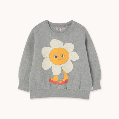 [TINYCOTTONS] Flower Graphic Sweatshirt - Medium Grey Heather