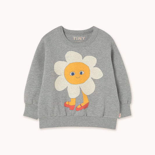 [TINYCOTTONS] Flower Graphic Sweatshirt - Medium Grey Heather