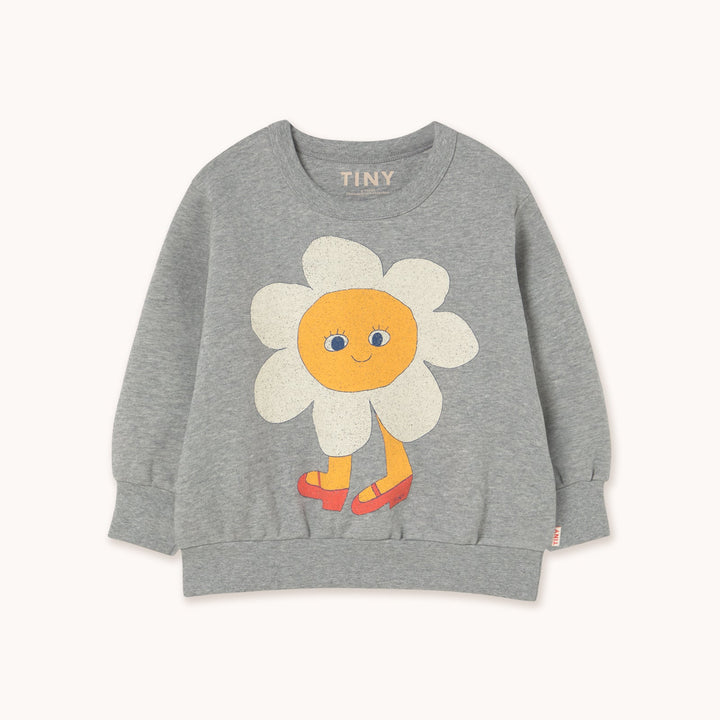 [TINYCOTTONS] Flower Graphic Sweatshirt - Medium Grey Heather