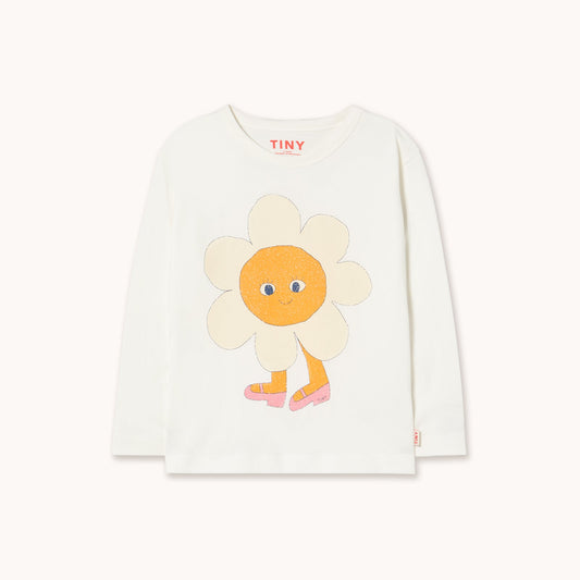 [TINYCOTTONS] Flower Graphic Sleeve Tee - Off White