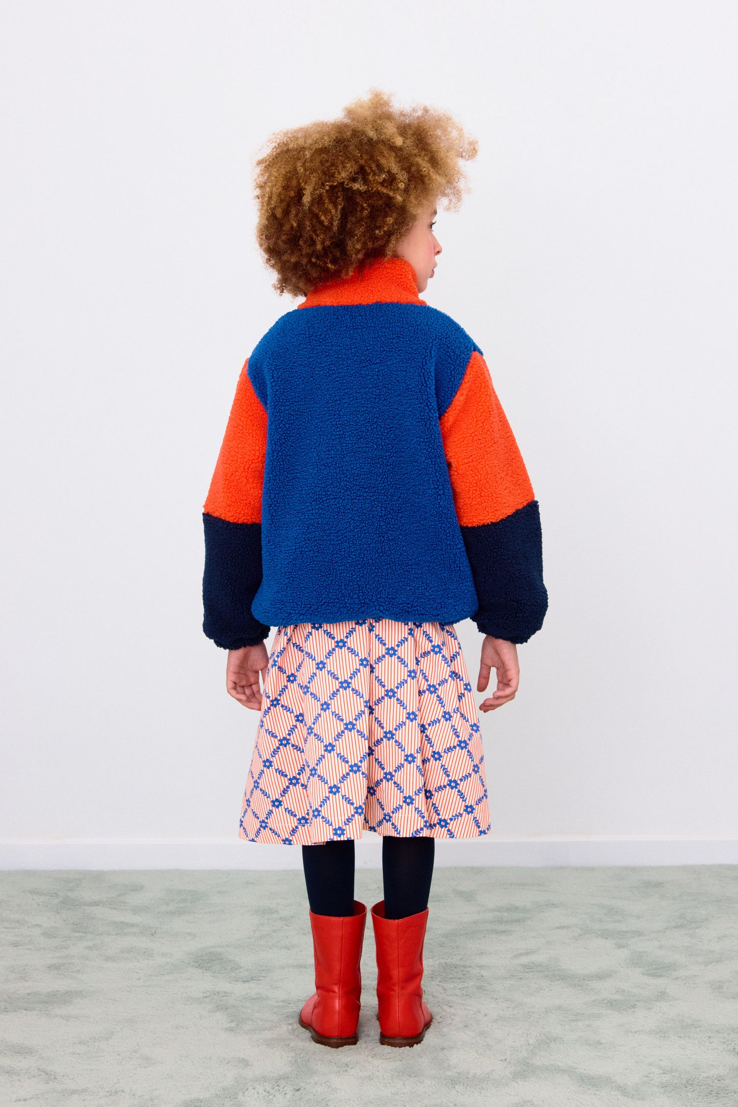 [TINYCOTTONS] Color Block Polar Sherpa Jacket - Summer Red
