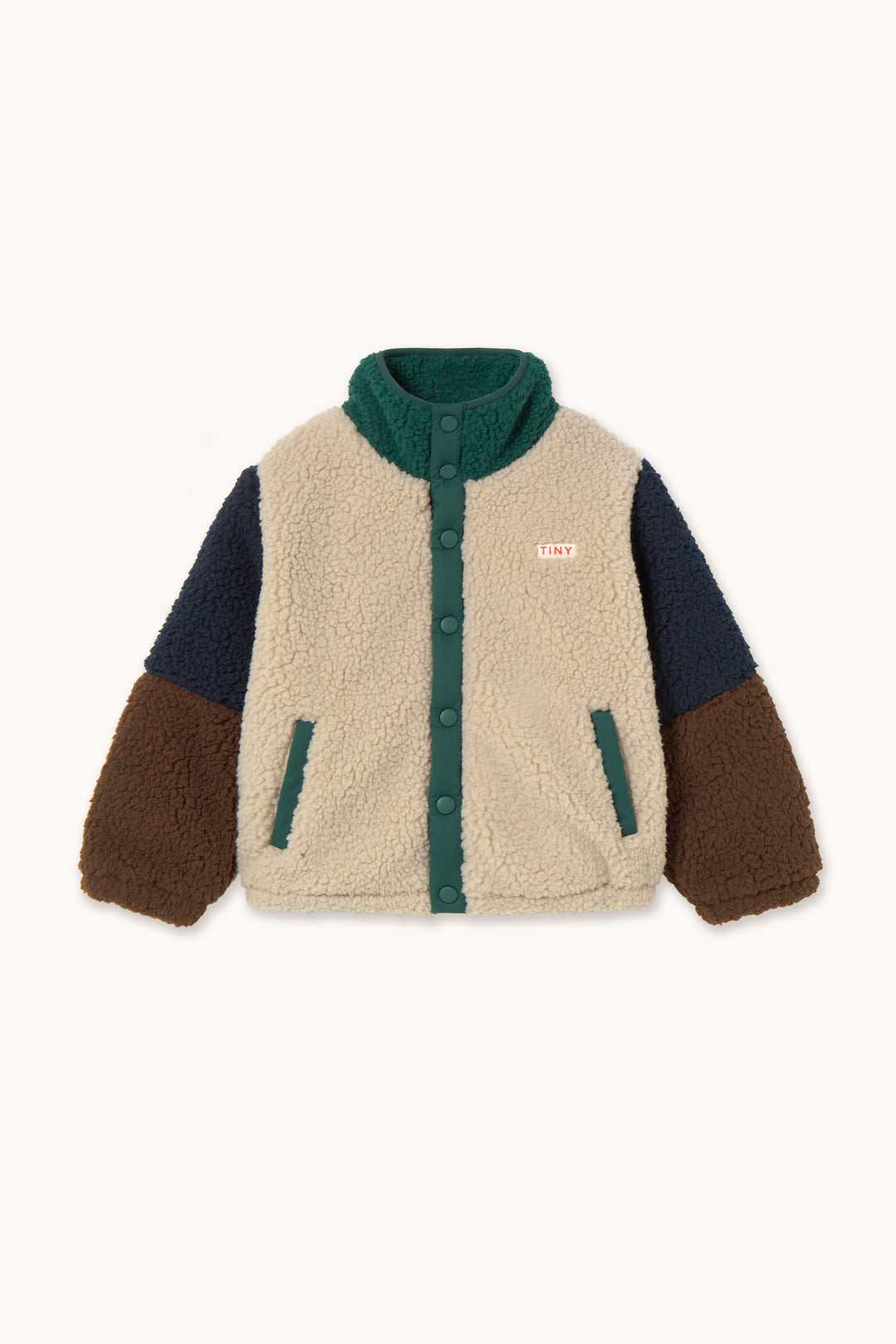 [TINYCOTTONS] Color Block Polar Sherpa Jacket - Dark Green
