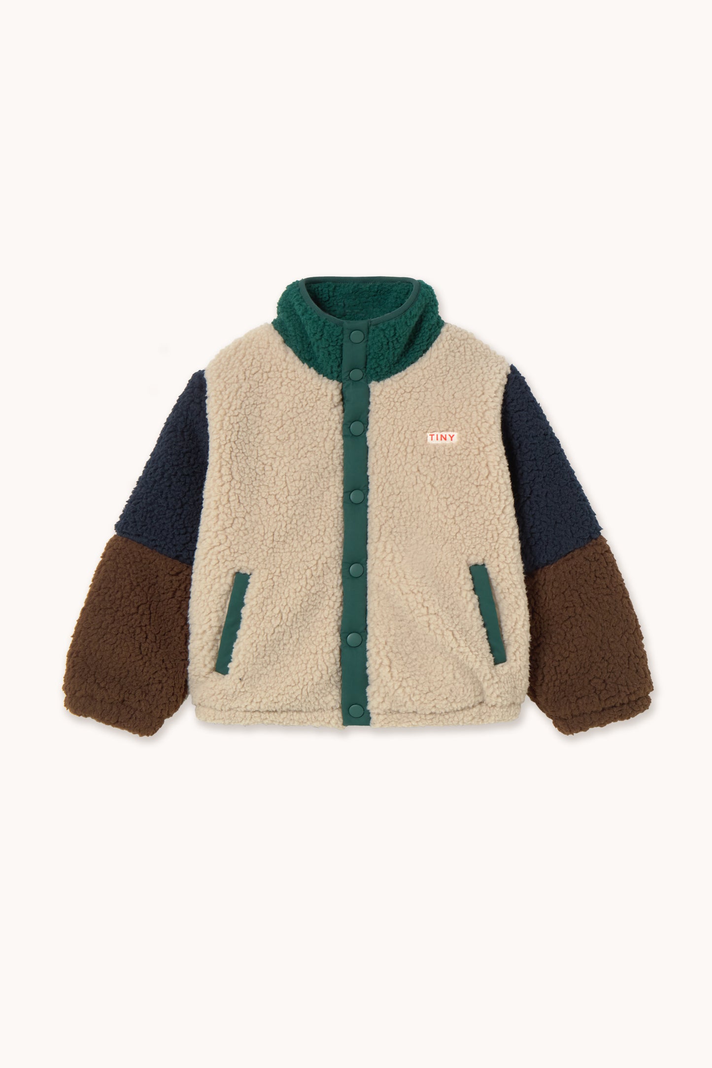 [TINYCOTTONS] Color Block Polar Sherpa Jacket - Dark Green