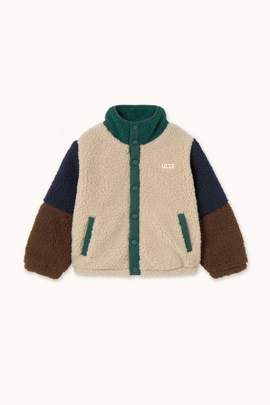 [TINYCOTTONS] Color Block Polar Sherpa Jacket - Dark Green