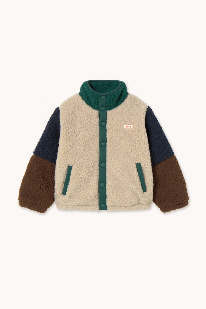 [TINYCOTTONS] Color Block Polar Sherpa Jacket - Dark Green