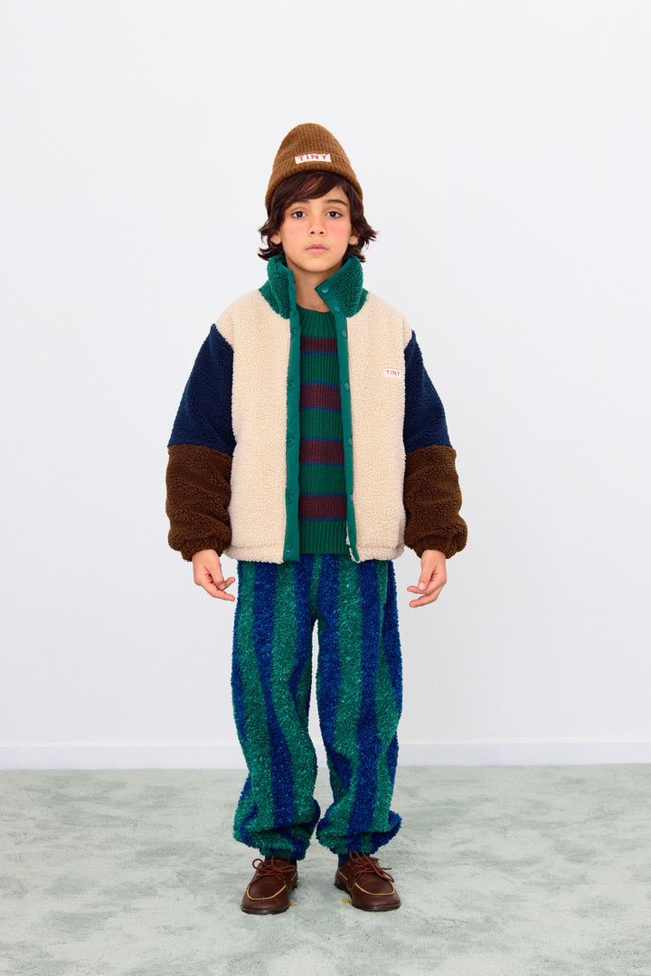 [TINYCOTTONS] Color Block Polar Sherpa Jacket - Dark Green