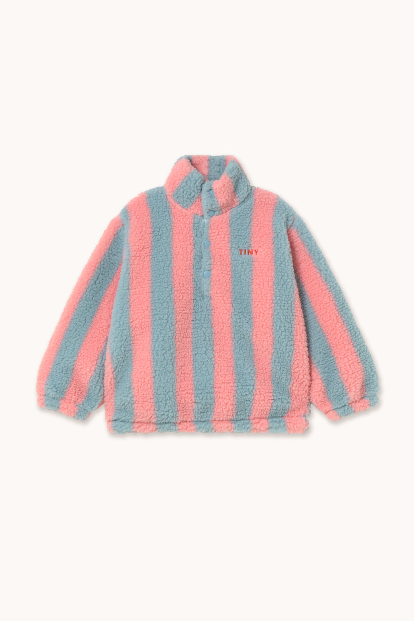 [Tinycottons] Stripes Sherpa Sweatshirt - Warm Grey / Pink