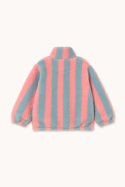 [Tinycottons] Stripes Sherpa Sweatshirt - Warm Grey / Pink