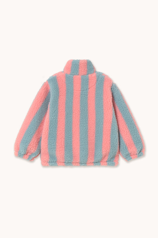 [Tinycottons] Stripes Sherpa Sweatshirt - Warm Grey / Pink