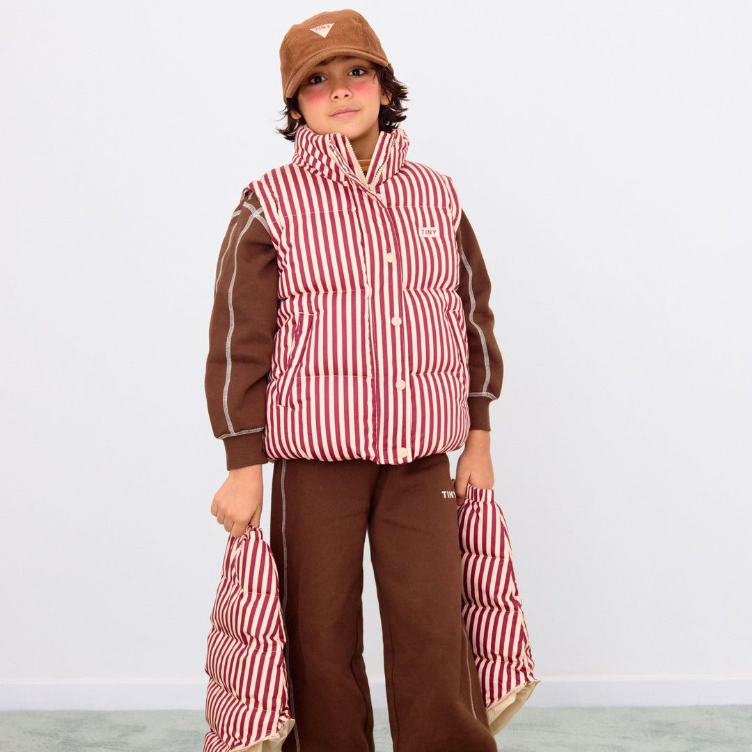 [TINYCOTTONS] Stripes Short Padded Jacket - Vanilla
