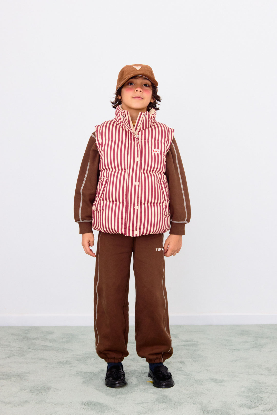 [TINYCOTTONS] Stripes Short Padded Jacket - Vanilla