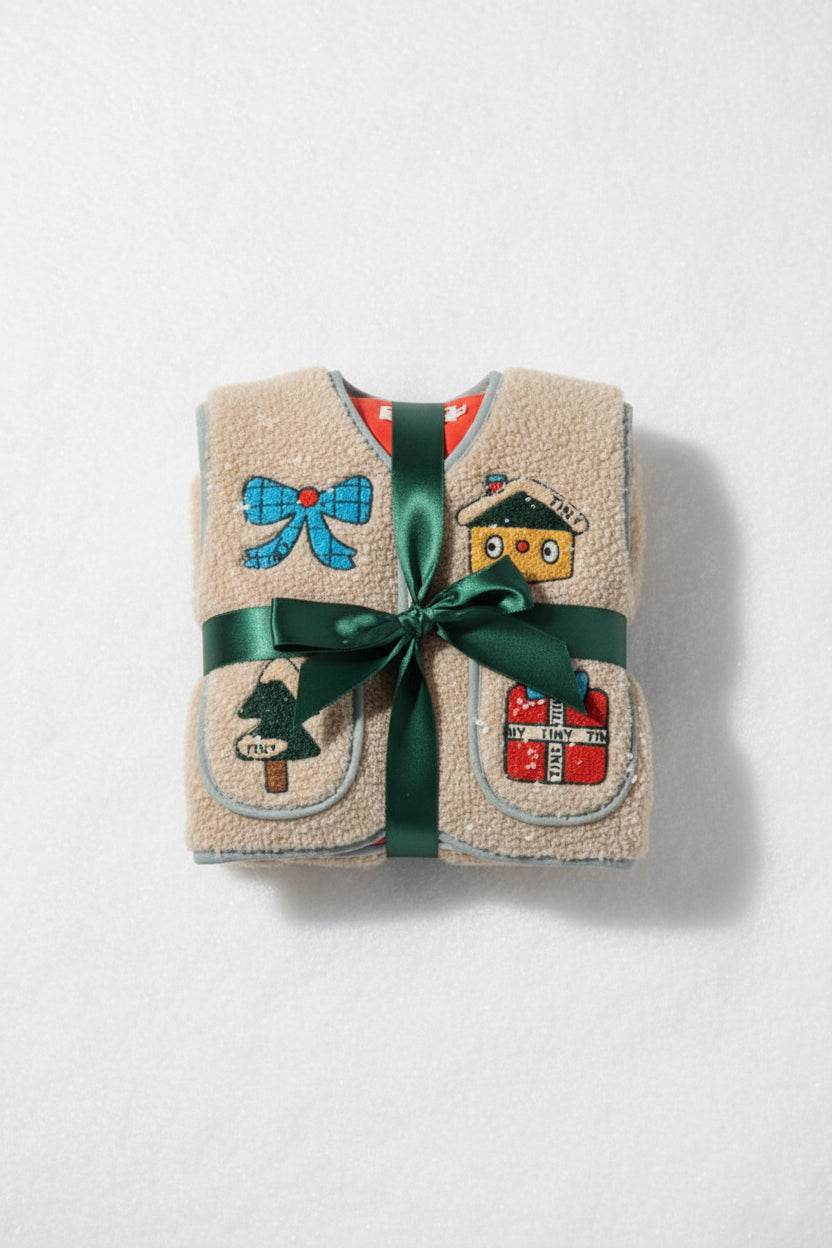 [Tinycottons]Xmas Sherpa Vest - Light Cream