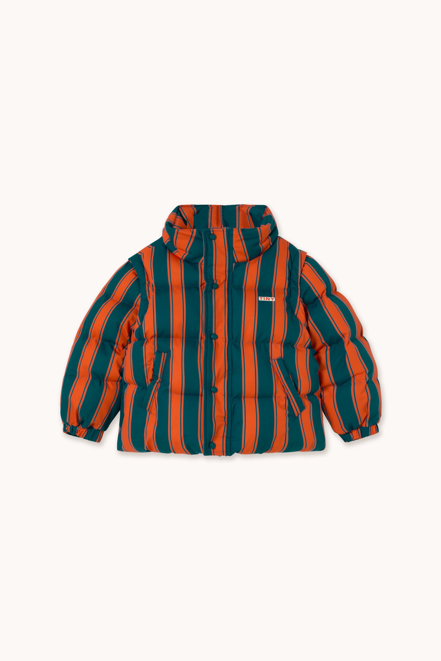 [TINYCOTTONS]Retro Stripes Short Padded Jacket - Summer Red