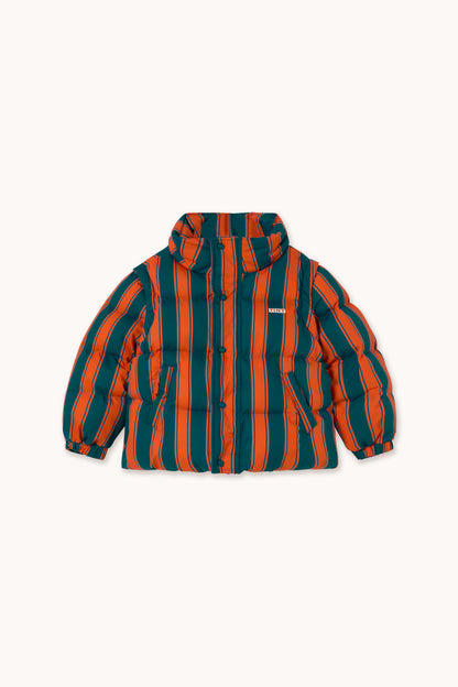 [TINYCOTTONS]Retro Stripes Short Padded Jacket - Summer Red