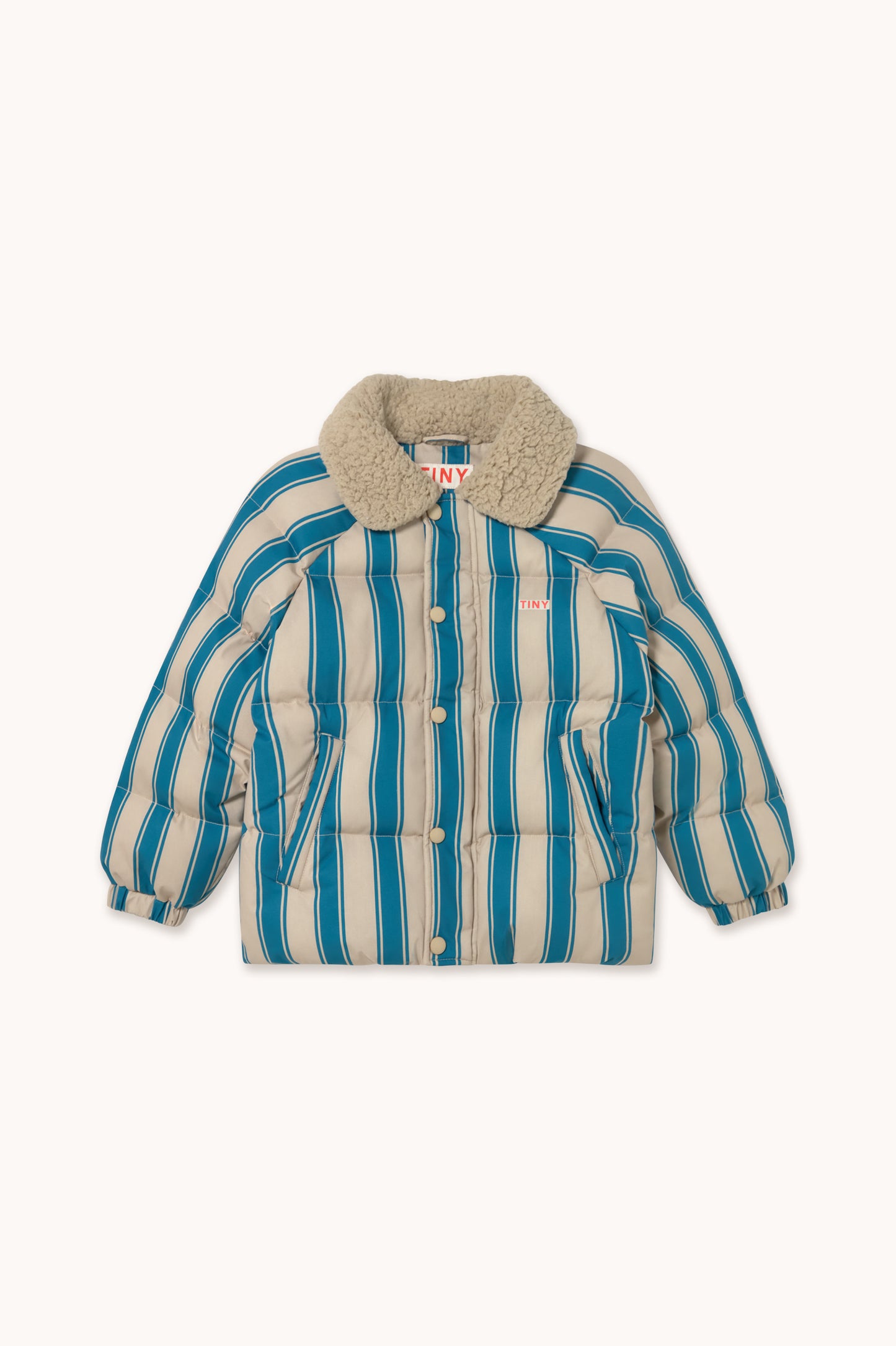 [TINYCOTTONS]Blue Retro Stripes Padded Jacket - Dark Vanilla