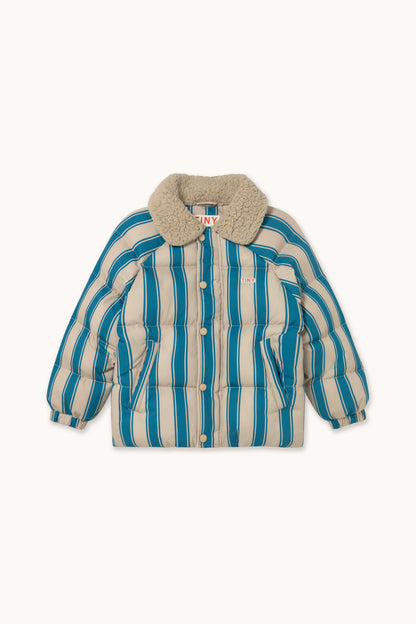 [TINYCOTTONS]Blue Retro Stripes Padded Jacket - Dark Vanilla