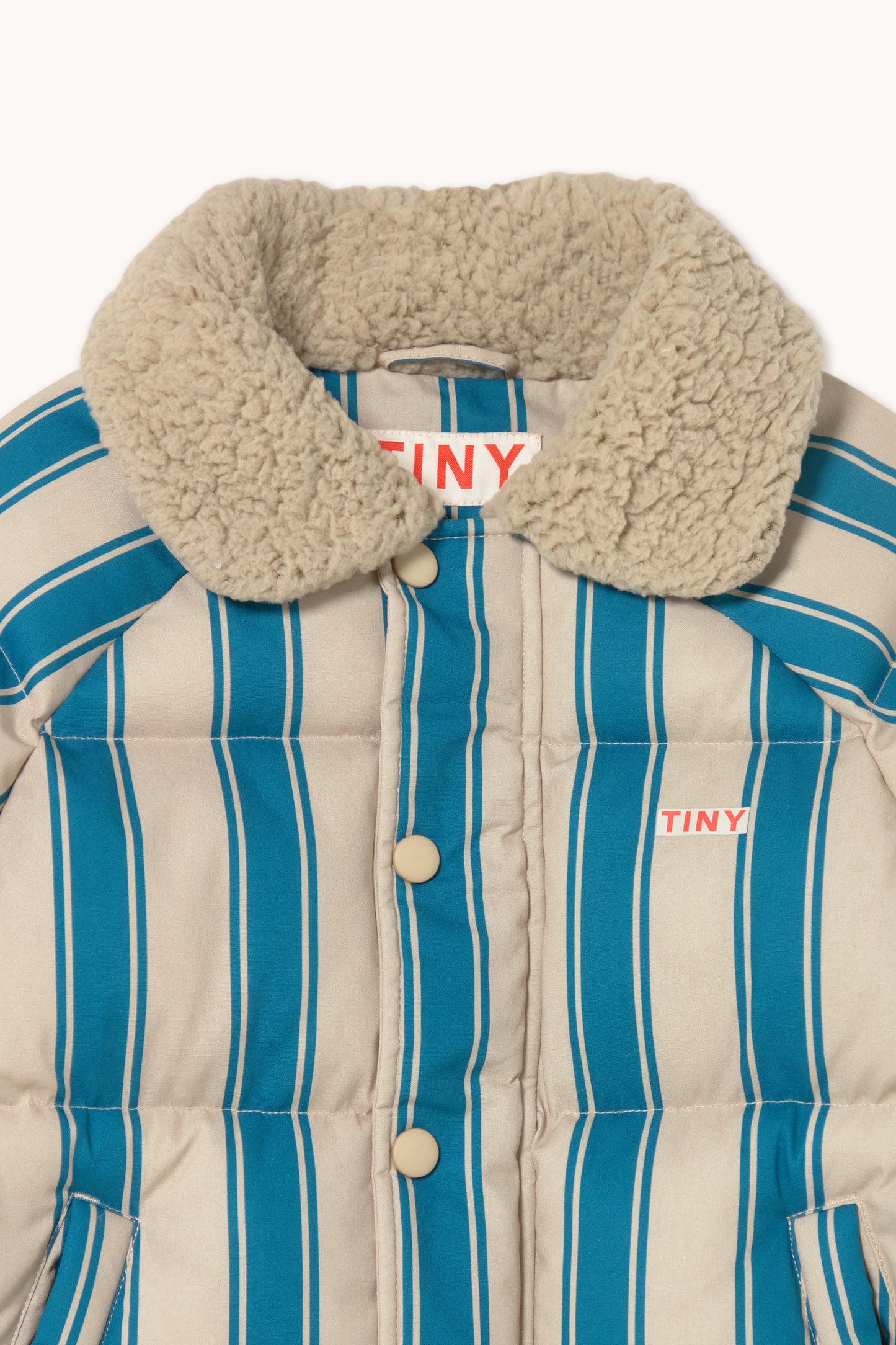 [TINYCOTTONS]Blue Retro Stripes Padded Jacket - Dark Vanilla