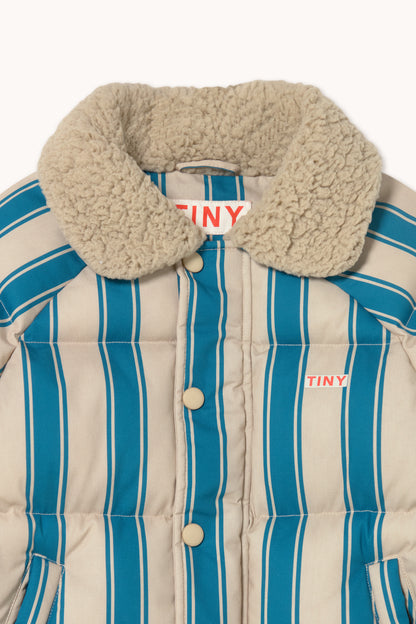 [TINYCOTTONS]Blue Retro Stripes Padded Jacket - Dark Vanilla