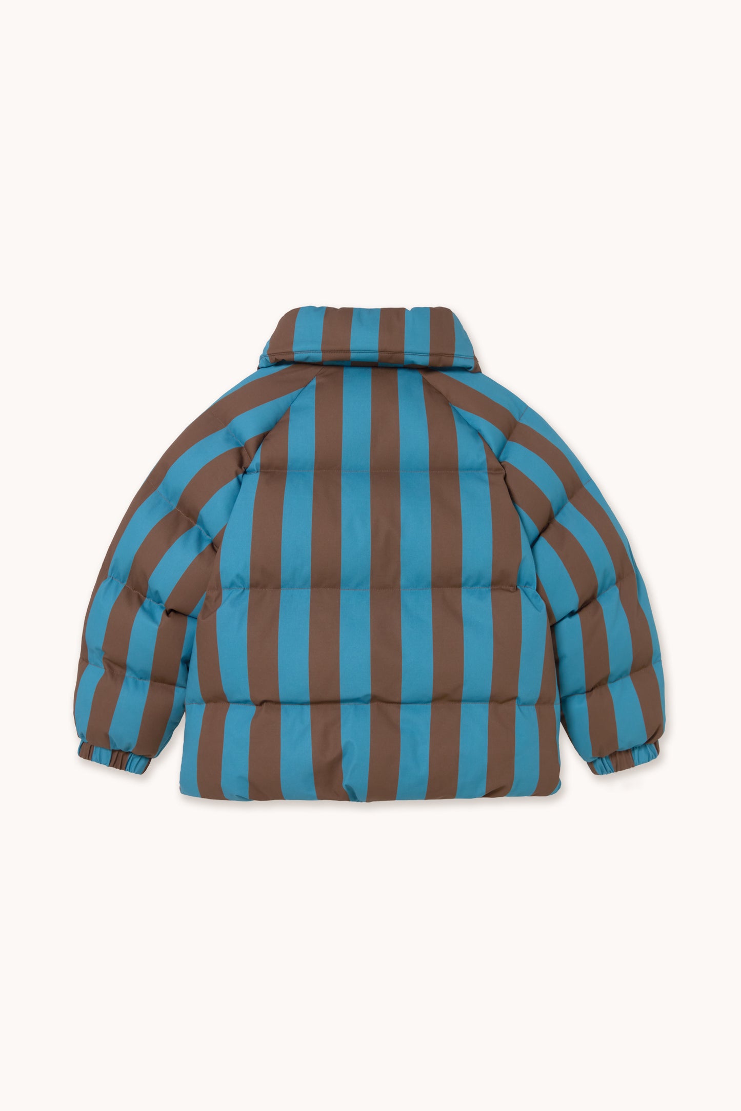 [TINYCOTTONS]Blue-Cacao Stripes Short Padded Jacket - Dark Cyan