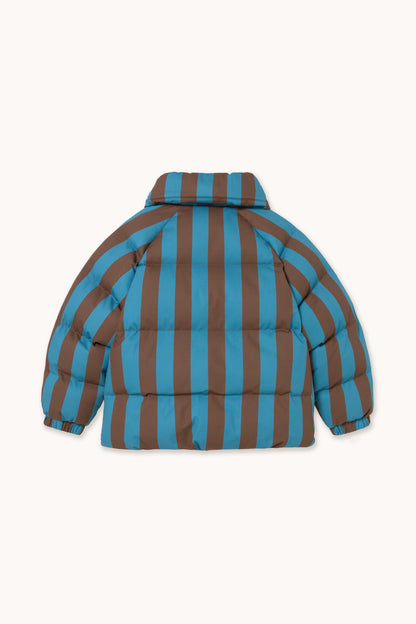 [TINYCOTTONS]Blue-Cacao Stripes Short Padded Jacket - Dark Cyan