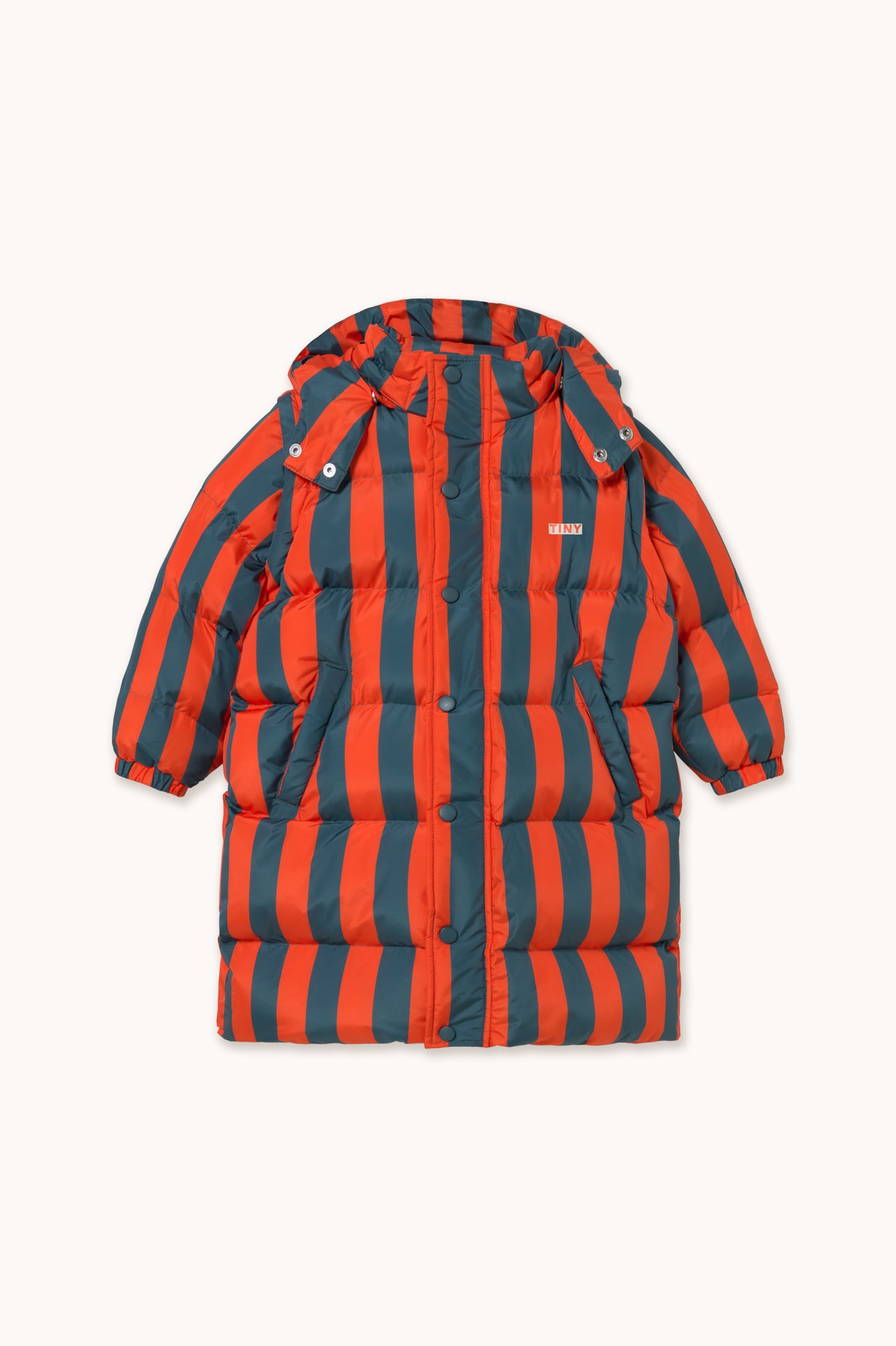 [TINYCOTTONS]Retro-Blue Stripes Padded Jacket - Summer Red