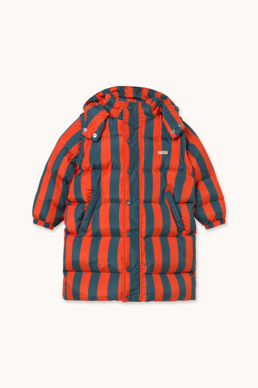 [TINYCOTTONS]Retro-Blue Stripes Padded Jacket - Summer Red