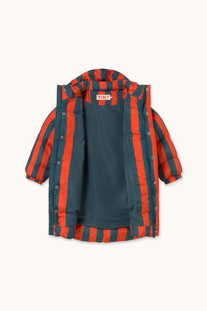 [TINYCOTTONS]Retro-Blue Stripes Padded Jacket - Summer Red