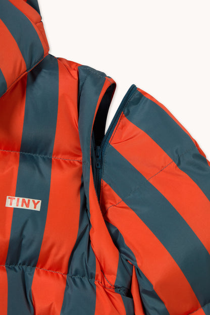 [TINYCOTTONS]Retro-Blue Stripes Padded Jacket - Summer Red