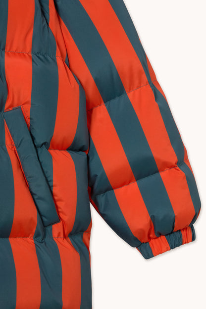 [TINYCOTTONS]Retro-Blue Stripes Padded Jacket - Summer Red
