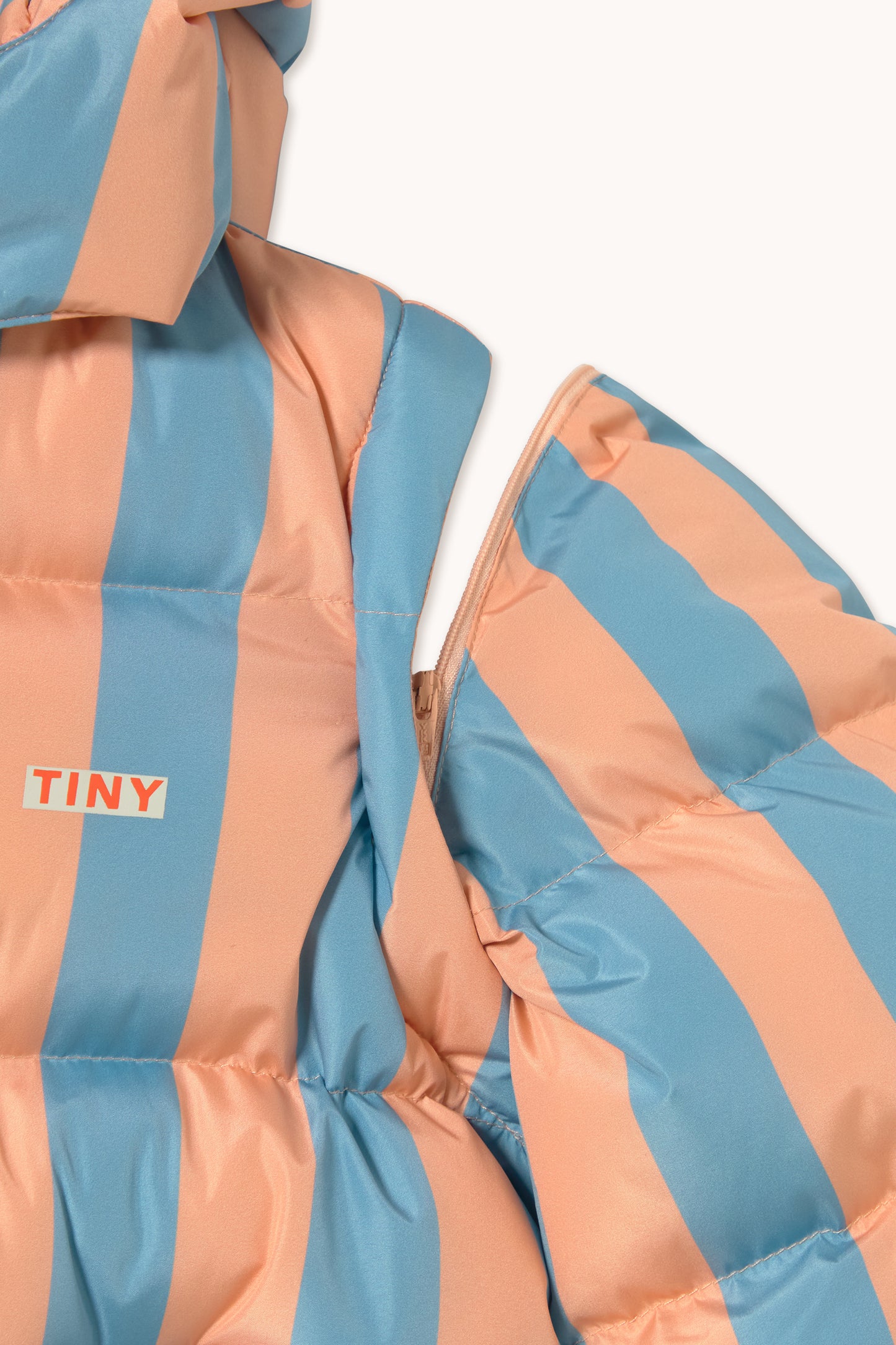 [TINYCOTTONS]Nude-Blue Stripes Padded Jacket - Dark Nude